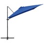 Cantilever parasol LED lights azure blue steel pole 250x250 cm by vidaXL, Umbrellas - Ref: Foro24-46997, Price: 121,28 €, Dis...