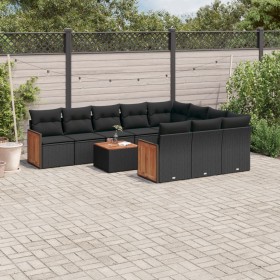 11-teiliges Gartensofa-Set und schwarze synthetische Rattankissen von , Gartensets - Ref: Foro24-3228022, Preis: 649,15 €, Ra...