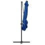 Cantilever parasol LED lights azure blue steel pole 250x250 cm by vidaXL, Umbrellas - Ref: Foro24-46997, Price: 121,28 €, Dis...