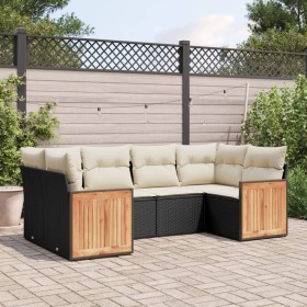 6-piece garden sofa set and black synthetic rattan cushions by , Garden sets - Ref: Foro24-3227939, Price: 418,99 €, Discount: %