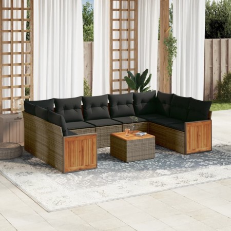 10-piece garden sofa set with gray synthetic rattan cushions by , Garden sets - Ref: Foro24-3227964, Price: 645,97 €, Discoun...