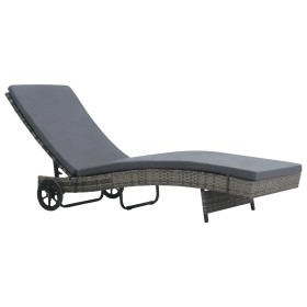 Lounger with wheels and cushion in anthracite gray synthetic rattan by vidaXL, Loungers - Ref: Foro24-47753, Price: 139,99 €,...