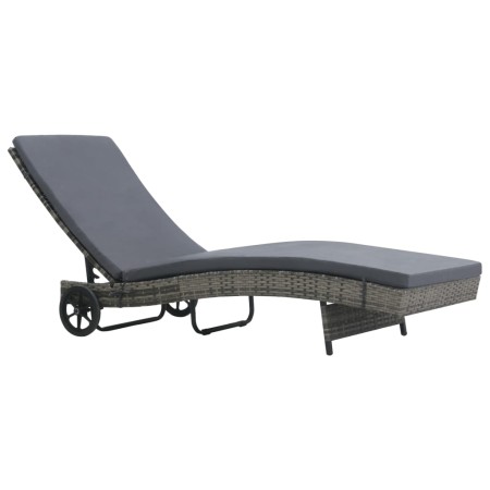 Lounger with wheels and cushion in anthracite gray synthetic rattan by vidaXL, Loungers - Ref: Foro24-47753, Price: 141,35 €,...