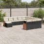 Garden sofa set 12 pieces with black synthetic rattan cushions by , Garden sets - Ref: Foro24-3228261, Price: 771,59 €, Disco...