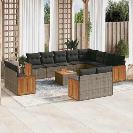 Gartensofa-Set mit Kissen, 13-teilig, graues synthetisches Rattan von , Gartensets - Ref: Foro24-3228202, Preis: 990,47 €, Ra...