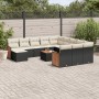 Garden sofa and cushion set 13 pieces black synthetic rattan by , Garden sets - Ref: Foro24-3228268, Price: 839,67 €, Discoun...