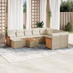 11-teiliges Gartensofa-Set mit beigen synthetischen Rattankissen von , Gartensets - Ref: Foro24-3228242, Preis: 811,99 €, Rab...