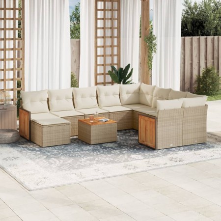 11-teiliges Gartensofa-Set mit beigen synthetischen Rattankissen von , Gartensets - Ref: Foro24-3228242, Preis: 815,16 €, Rab...