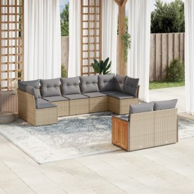 9-teiliges Gartensofa-Set mit beigen synthetischen Rattankissen von , Gartensets - Ref: Foro24-3227970, Preis: 606,99 €, Raba...