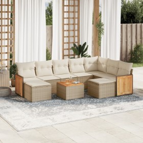 Gartensofa-Set mit beigen Kissen, 10-teilig, synthetisches Rattan von , Gartensets - Ref: Foro24-3228228, Preis: 751,18 €, Ra...