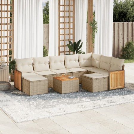 Garden sofa set with beige cushions 10 pieces synthetic rattan by , Garden sets - Ref: Foro24-3228228, Price: 753,99 €, Disco...