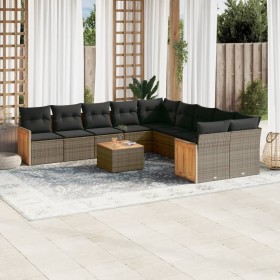 11-piece garden sofa set and gray synthetic rattan cushions by , Garden sets - Ref: Foro24-3228041, Price: 708,47 €, Discount: %