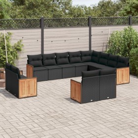 Gartensofa-Set 12-teilig mit schwarzen synthetischen Rattankissen von , Gartensets - Ref: Foro24-3228190, Preis: 843,72 €, Ra...