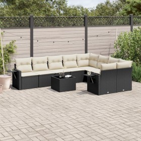 Gartensofa-Set 10-teilig mit schwarzen synthetischen Rattankissen von , Gartensets - Ref: Foro24-3220645, Preis: 624,92 €, Ra...