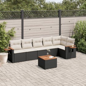 7-teiliges Garten-Essset und schwarze Kissen aus synthetischem Rattan von , Gartensets - Ref: Foro24-3226833, Preis: 456,09 €...