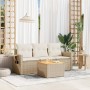 Gartensofa-Set mit Kissen, 4-teilig, beiges synthetisches Rattan von , Modulare Sofas für den Außenbereich - Ref: Foro24-3224...