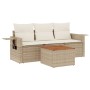 Gartensofa-Set mit Kissen, 4-teilig, beiges synthetisches Rattan von , Modulare Sofas für den Außenbereich - Ref: Foro24-3224...