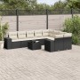 Gartensofa-Set 10-teilig mit schwarzen synthetischen Rattankissen von , Gartensets - Ref: Foro24-3223045, Preis: 649,75 €, Ra...