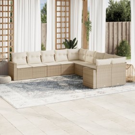 Gartensofa-Set mit beigen Kissen, 10-teilig, synthetisches Rattan von , Gartensets - Ref: Foro24-3219498, Preis: 825,99 €, Ra...