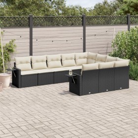 Gartensofa-Set 10-teilig mit schwarzen synthetischen Rattankissen von , Gartensets - Ref: Foro24-3220685, Preis: 672,38 €, Ra...