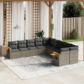 10-teiliges Gartensofa-Set mit grauen synthetischen Rattankissen von , Gartensets - Ref: Foro24-3259596, Preis: 644,83 €, Rab...