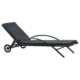 Anthracite gray synthetic rattan sun lounger with cushion and wheels by vidaXL, Loungers - Ref: Foro24-47746, Price: 154,42 €...