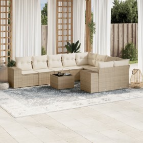 Gartensofa-Set mit beigen Kissen, 10-teilig, synthetisches Rattan von , Gartensets - Ref: Foro24-3223047, Preis: 787,24 €, Ra...