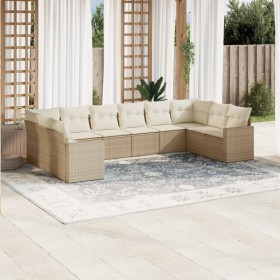 Gartensofa-Set mit beigen Kissen, 10-teilig, synthetisches Rattan von , Gartensets - Ref: Foro24-3219458, Preis: 752,21 €, Ra...