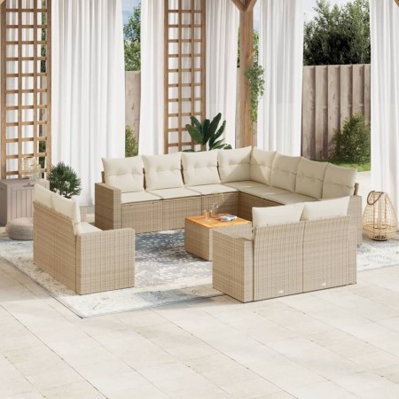 12-teiliges Gartensofa-Set und braune synthetische Rattankissen von , Modulare Sofas für den Außenbereich - Ref: Foro24-32243...