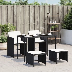 5-teiliges Gartenmöbel-Set mit schwarzen synthetischen Rattankissen von , Gartensets - Ref: Foro24-365080, Preis: 187,99 €, R...