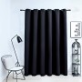 Cortina opaca con anillas de metal negro 290x245 cm de vidaXL, Cortinas y visillos - Ref: Foro24-134413, Precio: 33,78 €, Des...