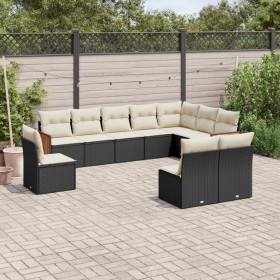 Gartensofa-Set 10-teilig mit schwarzen synthetischen Rattankissen von , Gartensets - Ref: Foro24-3227750, Preis: 617,22 €, Ra...