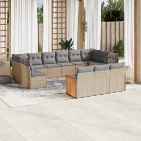 Gartensofa- und Kissenset, 13-teilig, beiges synthetisches Rattan von , Gartensets - Ref: Foro24-3228138, Preis: 896,40 €, Ra...