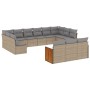 Gartensofa- und Kissenset, 13-teilig, beiges synthetisches Rattan von , Gartensets - Ref: Foro24-3228138, Preis: 896,40 €, Ra...