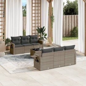 7-piece garden sofa set with gray PE rattan cushions by , Garden sets - Ref: Foro24-3252747, Price: 608,93 €, Discount: %