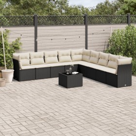 Gartensofa-Set 10-teilig mit schwarzen synthetischen Rattankissen von , Gartensets - Ref: Foro24-3217786, Preis: 630,63 €, Ra...