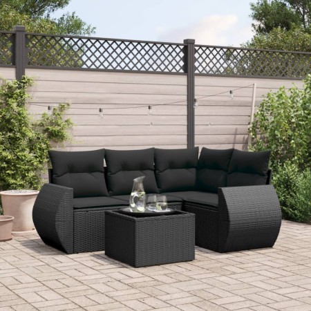 5-teiliges Gartenmöbel-Set und schwarze synthetische Rattankissen von , Gartensets - Ref: Foro24-3253652, Preis: 365,36 €, Ra...