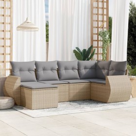 Garden sofa set with cushions 6 pieces beige synthetic rattan by , Garden sets - Ref: Foro24-3253996, Price: 472,36 €, Discou...