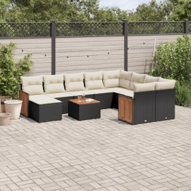 11-piece garden sofa set and black synthetic rattan cushions by , Garden sets - Ref: Foro24-3228240, Price: 705,99 €, Discoun...