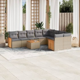 Gartensofa-Set mit beigen Kissen, 10-teilig, synthetisches Rattan von , Gartensets - Ref: Foro24-3227991, Preis: 695,99 €, Ra...