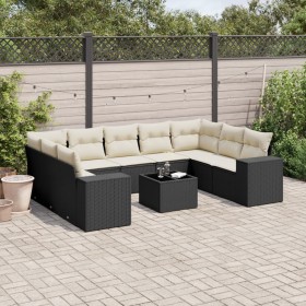 Gartensofa-Set 10-teilig mit schwarzen synthetischen Rattankissen von , Gartensets - Ref: Foro24-3223005, Preis: 653,47 €, Ra...