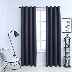 Blackout curtains with metal rings 2 pieces anthracite 140x225 cm by vidaXL, Curtains and curtains - Ref: Foro24-134419, Pric...