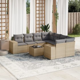 Set de sofás de jardín 9 pzas con cojines ratán sintético beige de , Sofás modulares de exterior - Ref: Foro24-3222358, Preci...