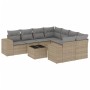 9-teiliges Gartensofa-Set mit beigen synthetischen Rattankissen von , Modulare Sofas für den Außenbereich - Ref: Foro24-32223...