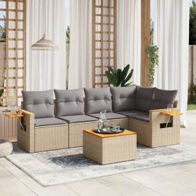 Garden sofa set with cushions 6 pieces beige synthetic rattan by , Garden sets - Ref: Foro24-3226794, Price: 433,54 €, Discou...