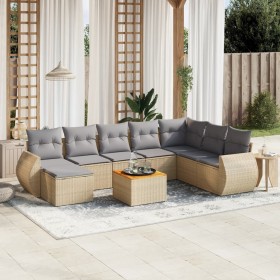 9-teiliges Gartensofa-Set mit beigen synthetischen Rattankissen von , Gartensets - Ref: Foro24-3225142, Preis: 623,46 €, Raba...