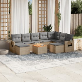 Gartensofa-Set mit beigen Kissen, 10-teilig, synthetisches Rattan von , Modulare Sofas für den Außenbereich - Ref: Foro24-322...