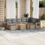 Gartensofa-Set mit beigen Kissen, 10-teilig, synthetisches Rattan von , Modulare Sofas für den Außenbereich - Ref: Foro24-322...