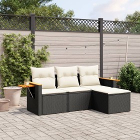 4-teilige Gartensofagarnitur mit schwarzen synthetischen Rattankissen von , Gartensets - Ref: Foro24-3226742, Preis: 271,48 €...