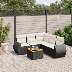 6-teiliges Gartensofa-Set und schwarze synthetische Rattankissen von , Gartensets - Ref: Foro24-3224999, Preis: 396,11 €, Rab...